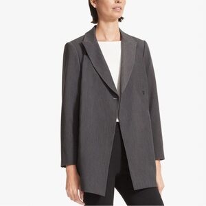 MM Lafleur Tamar Longline Blazer‎ Women Size 6 Charcoal Gray Stretch Twill
